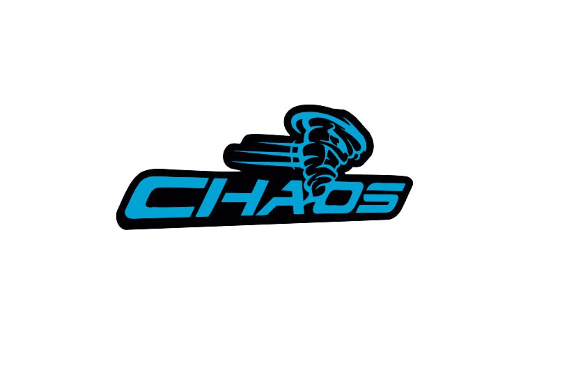 Dodge tailgate trunk rear emblem with Chaos logo Dodge emblems decoinfabric BLACK LIGHT BLUE