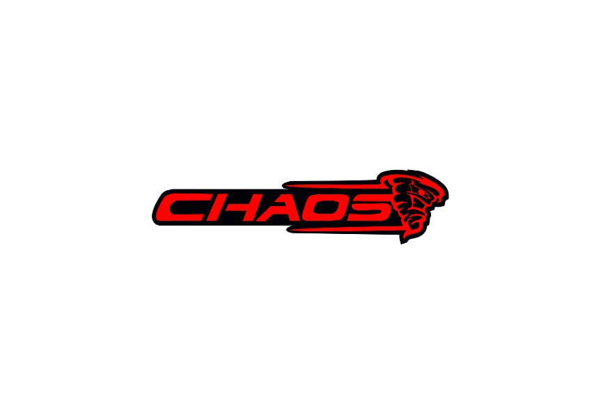 Dodge tailgate trunk rear emblem with Chaos logo (Type 2) Dodge emblems decoinfabric BLACK RED