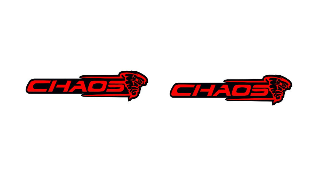 DODGE emblem for fenders with Chaos logo (Type 2) Dodge emblems decoinfabric BLACK RED