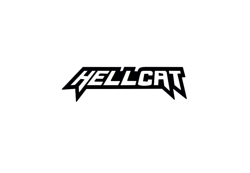 Dodge tailgate trunk rear emblem with Hellcat logo (Type 5) Dodge emblems decoinfabric BLACK WHITE