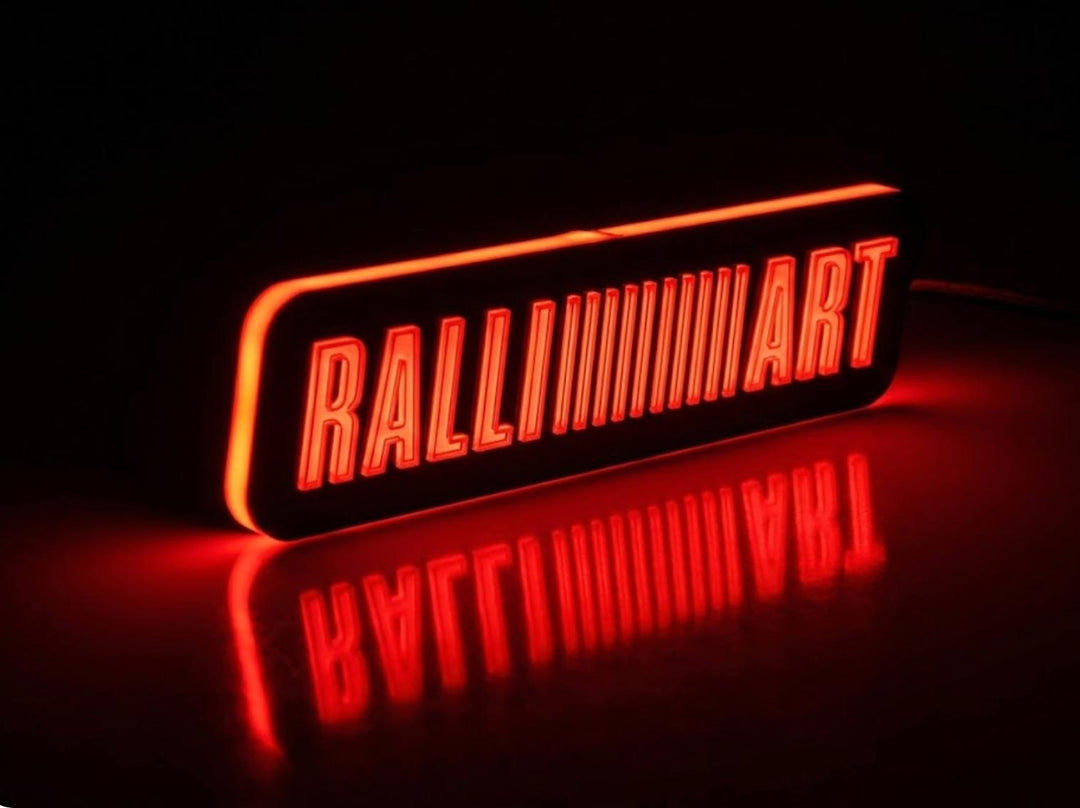Mitsubishi Illuminated LED Radiator Grille Emblems and Badges with Ralliart (type 2) logo Mitsubishi Led Emblems decoinfabric