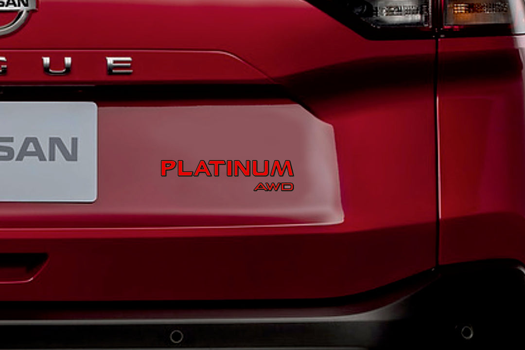 Nissan tailgate trunk rear 3D emblem with Platinum awd logo (Type MIXT) Nissan emblems decoinfabric