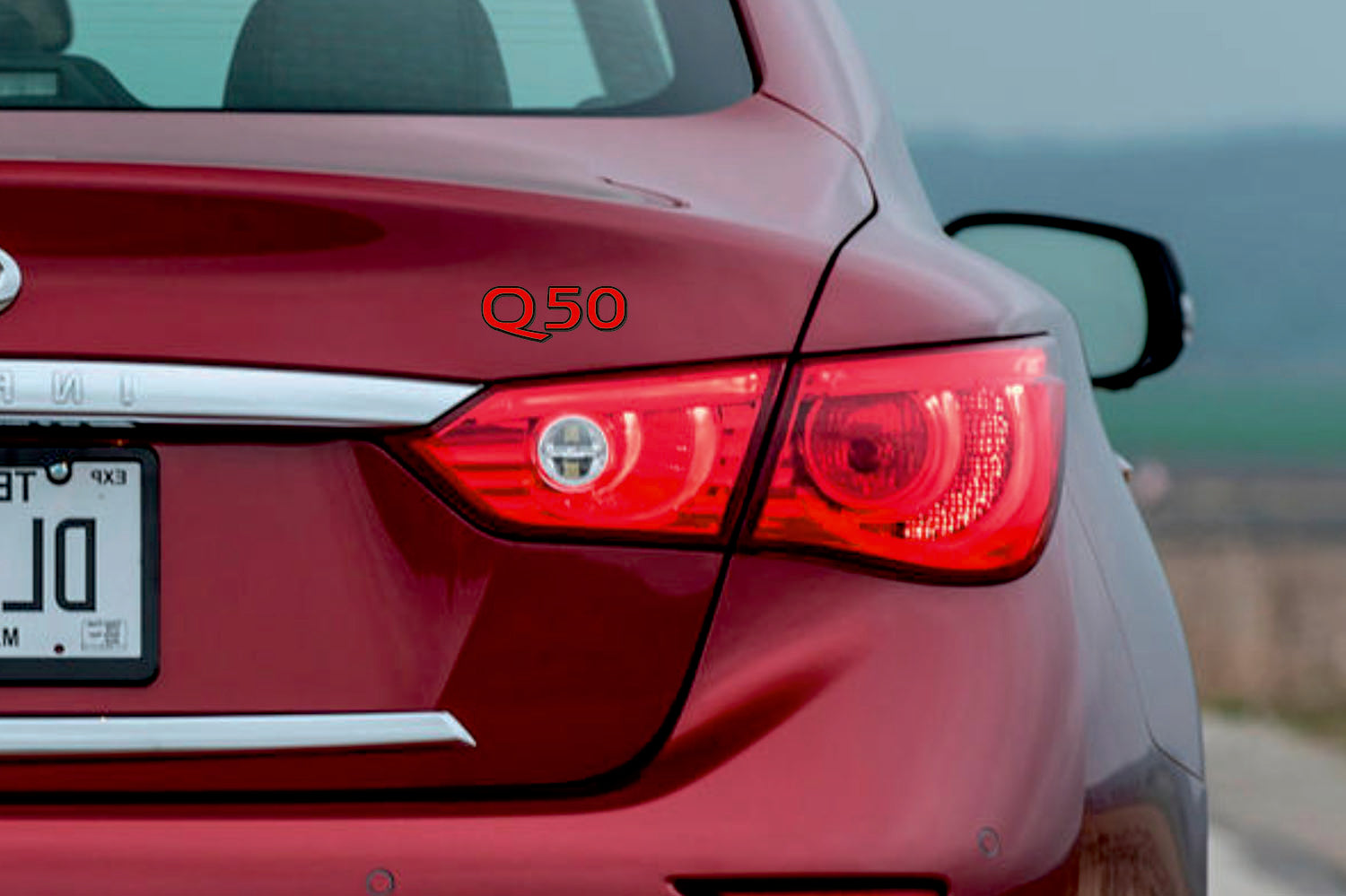 Infiniti Q50 2013+ tailgate trunk rear 3D emblem with Q50 logo (type MIXT) Infiniti emblems decoinfabric