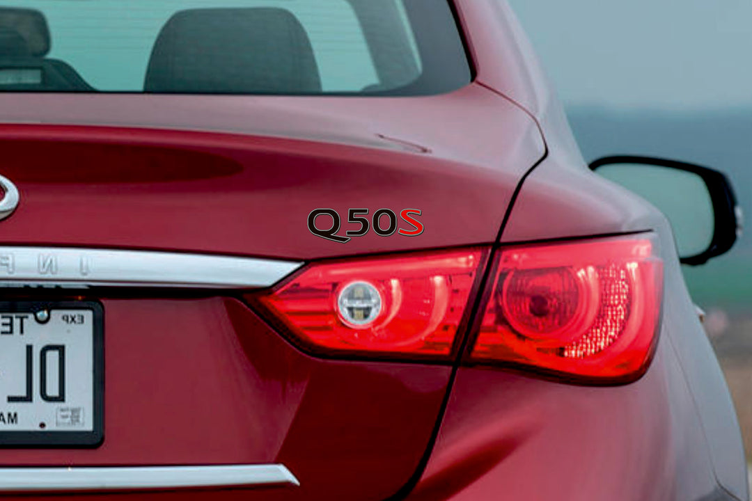 Infiniti Q50 2013+ tailgate trunk rear 3D emblem with Q50S logo (type MIXT) Infiniti emblems decoinfabric