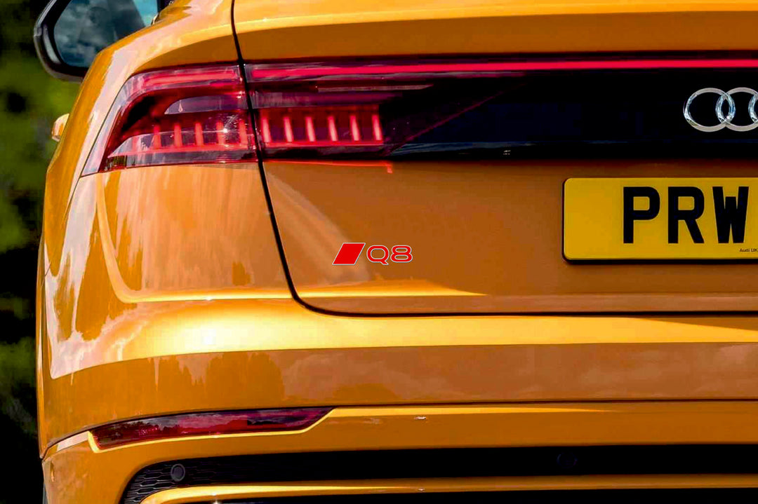 Audi tailgate trunk rear 3D emblem with Q8 logo (type MIXT) Var. 2 Audi emblems decoinfabric