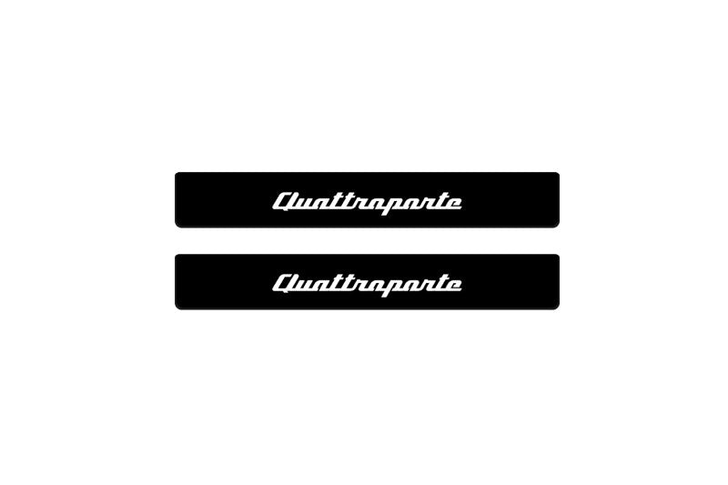 Maserati Quattroporte VI 2013+ Led Door Sill Pro With Logo Quattroporte (Premium Painting) Maserati Led Door Sills PRO opdesi