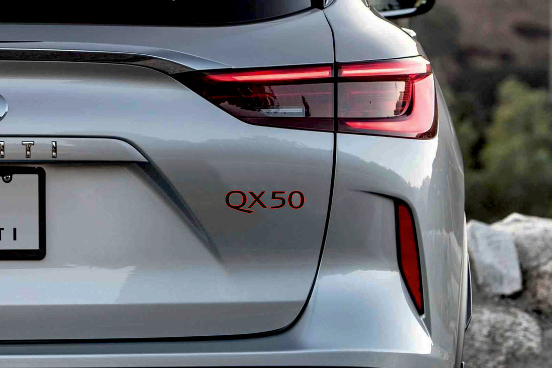 Infiniti tailgate trunk rear 3D emblem with QX50 logo (type MIXT) Infiniti emblems decoinfabric