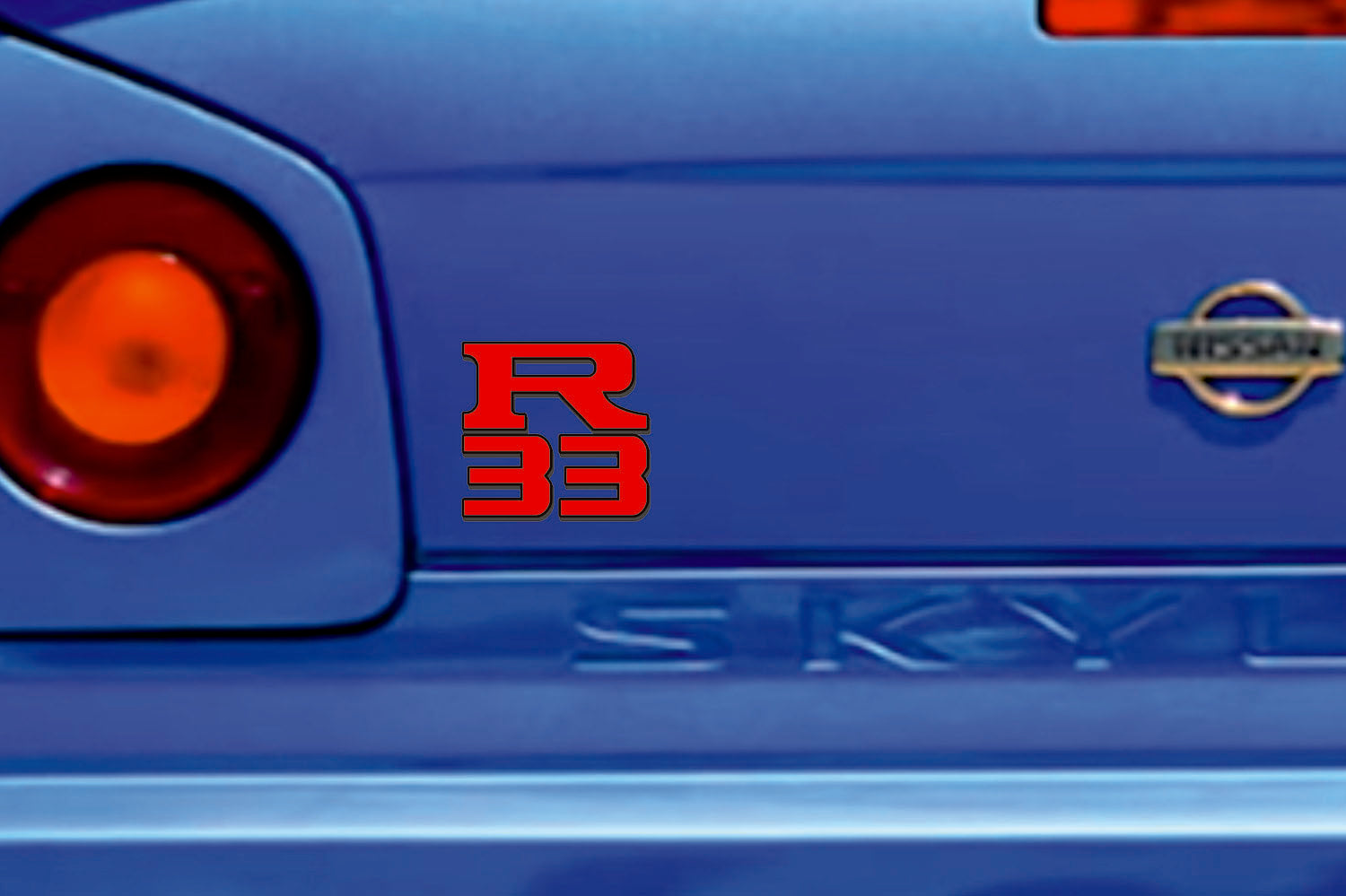 Nissan tailgate trunk rear 3D emblem with R33 logo for Skyline R33 (type MIXT) Nissan emblems decoinfabric