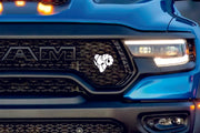 DODGE Radiator grille emblem with Ram Head logo Dodge emblems decoinfabric BLACK WHITE