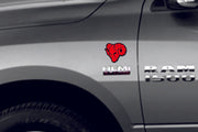 DODGE emblem for fenders with Ram Head logo Dodge emblems decoinfabric BLACK RED