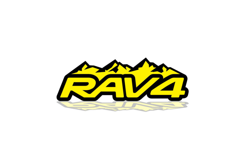 Toyota Rav4 tailgate trunk rear emblem with Rav4 logo (Type 2) Toyota emblems decoinfabric BLACK YELLOW