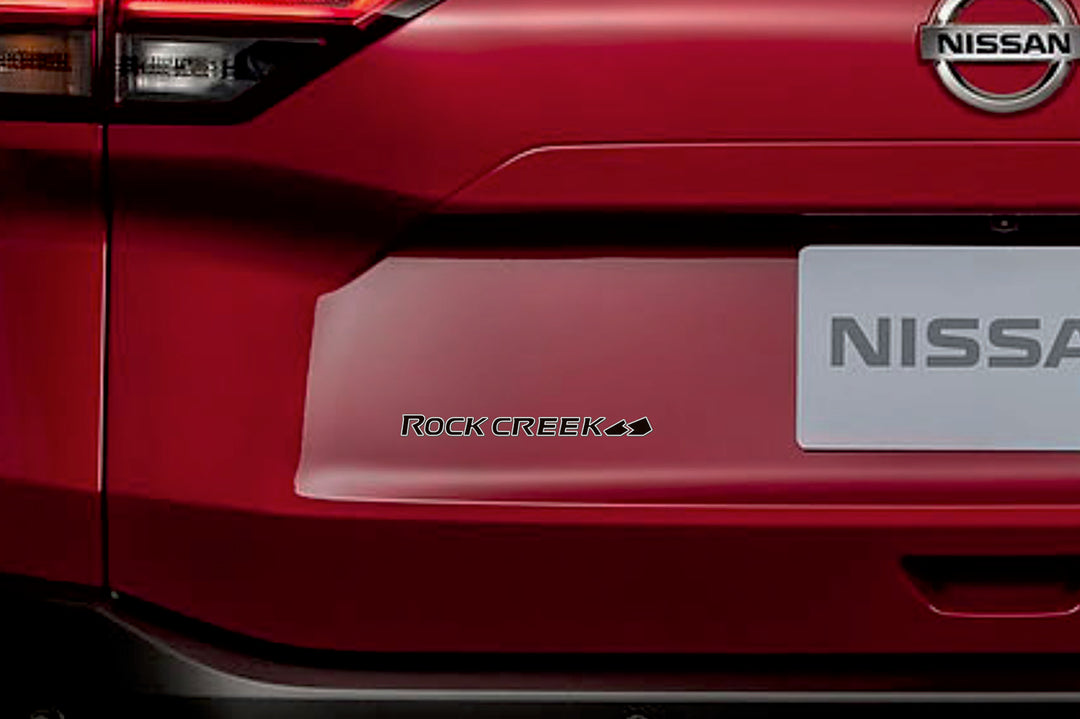 Nissan tailgate trunk rear 3D emblem with Rock creek logo (Type MIXT) Nissan emblems decoinfabric