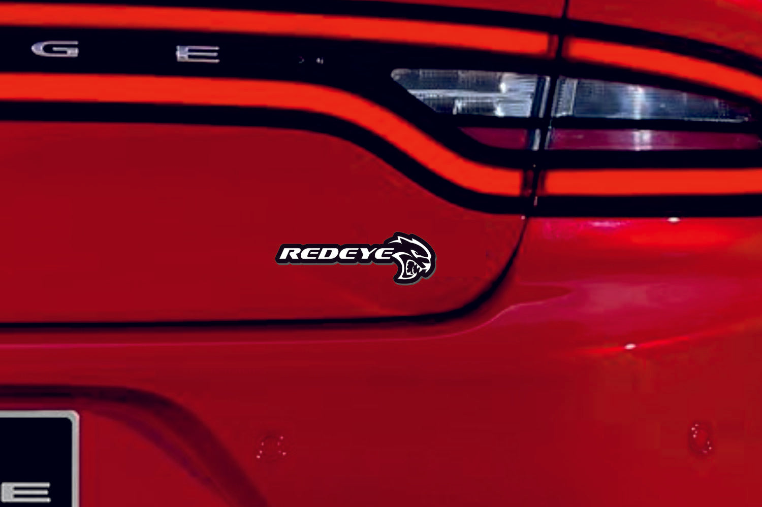 Dodge tailgate trunk rear emblem with Redeye Hellcat logo