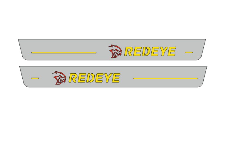 Dodge Charger 2023+ Door Sill Led Plate With REDEYE Logo Dodge Led Door Sills opdesign