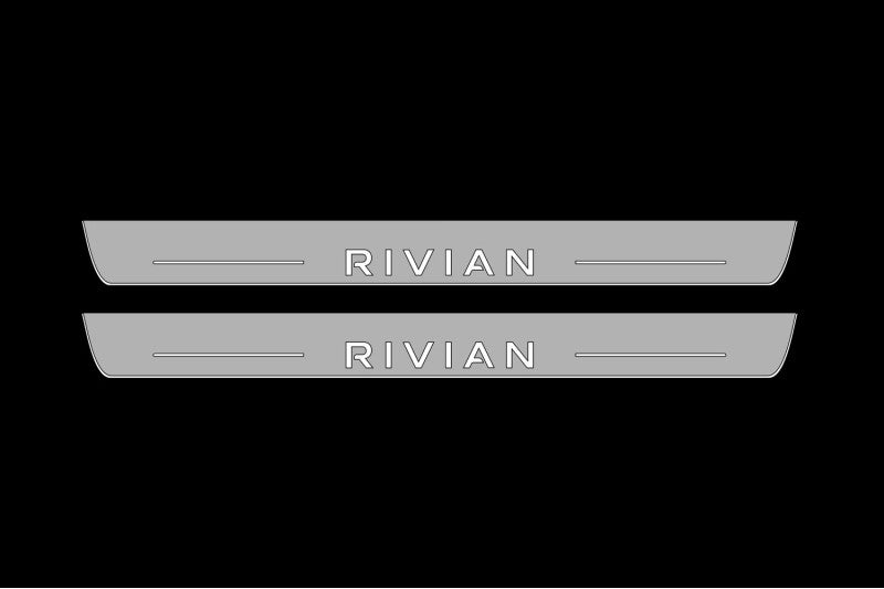Rivian R1T 2021+ Led Sill Plates With Logo Rivian Rivian Led Door Sills opdesign