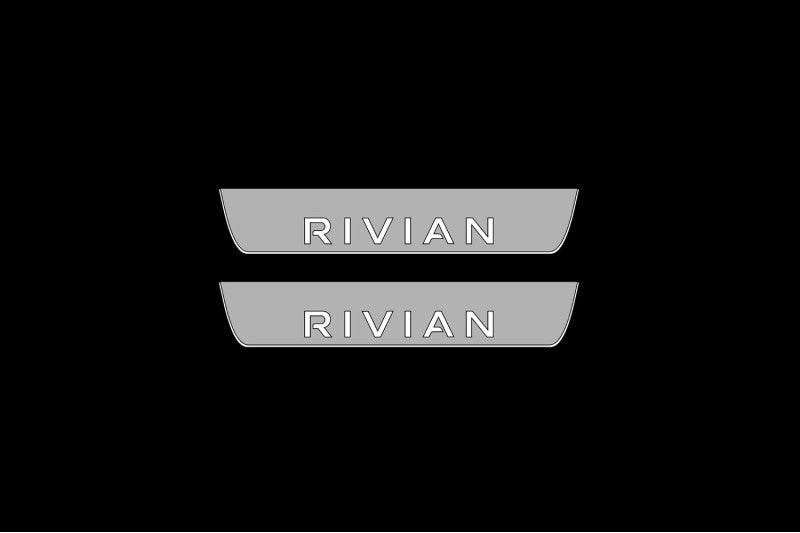 Rivian R1T 2021+ Led Sill Plates With Logo Rivian Rivian Led Door Sills opdesign