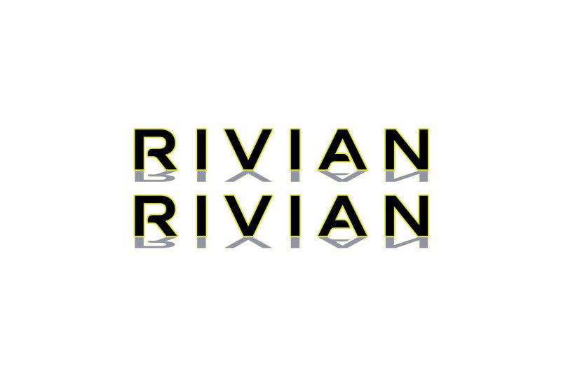 Rivian 3D emblem for fenders with Rivian (type 1) logo (type MIXT) Rivian emblems decoinfabric