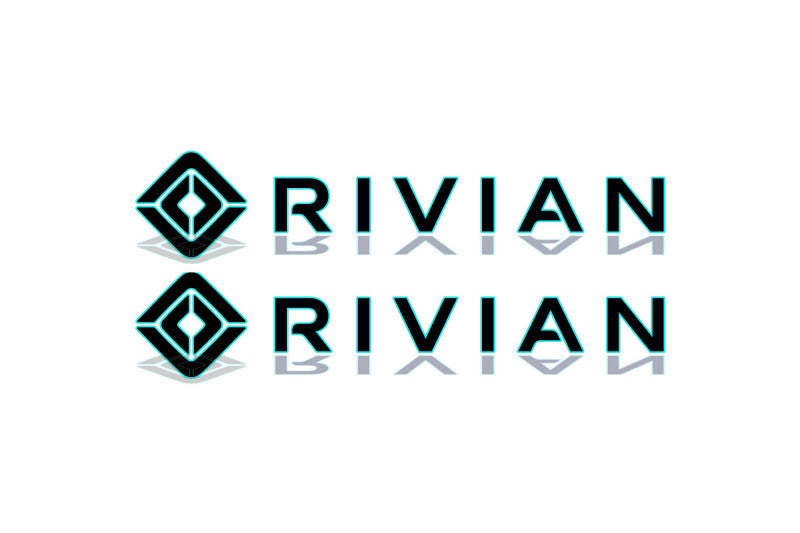 Rivian 3D emblem for fenders with Rivian (type 2) logo (type MIXT) Rivian emblems decoinfabric