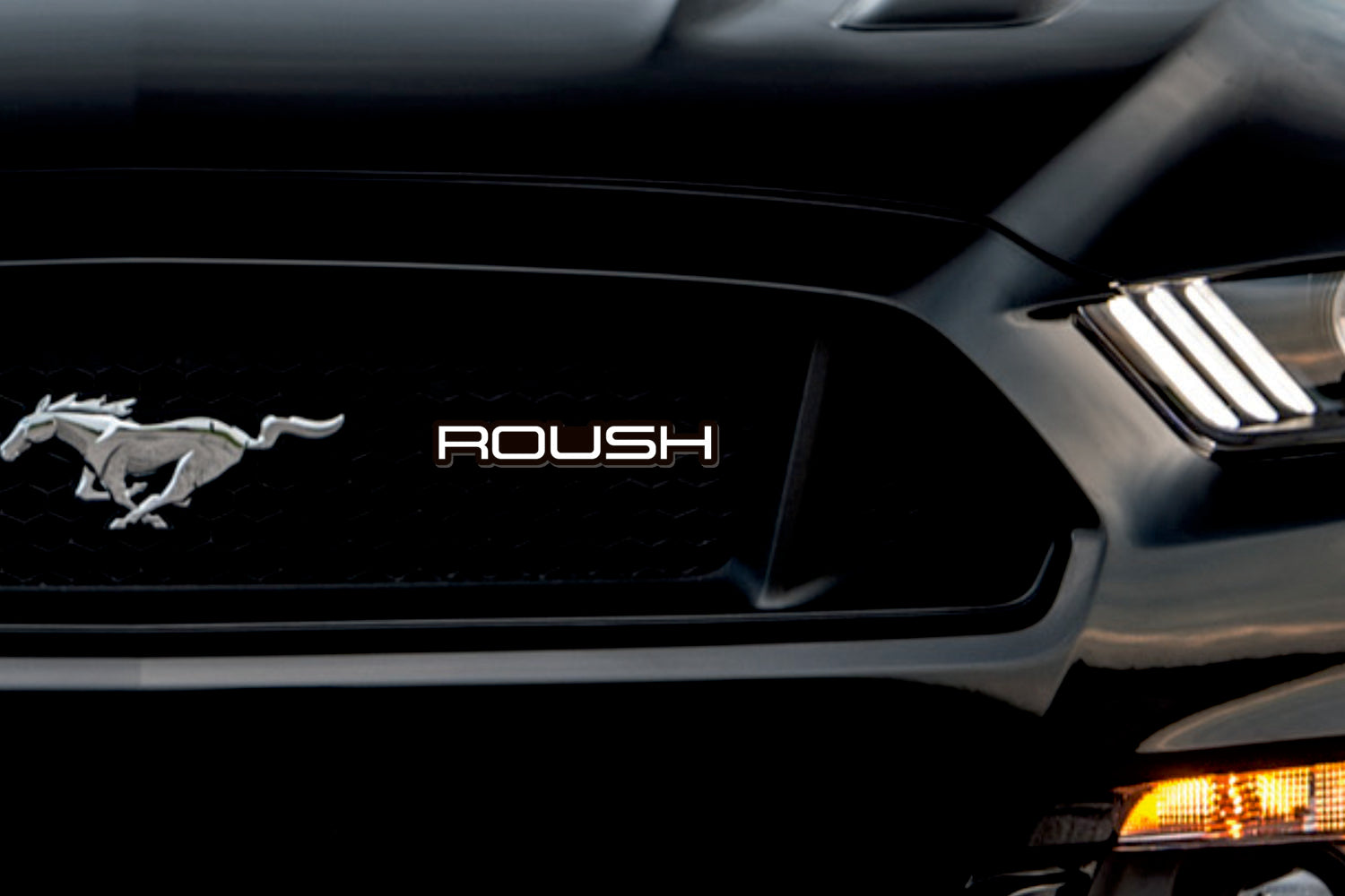 Ford Mustang Radiator grille emblem with ROUSH logo (Type 5) Ford emblems decoinfabric
