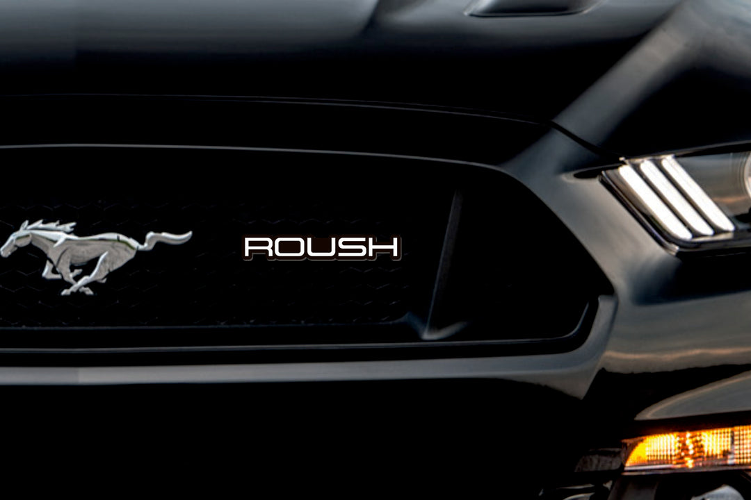 Ford Mustang Radiator grille emblem with ROUSH logo (Type 5) Ford emblems decoinfabric