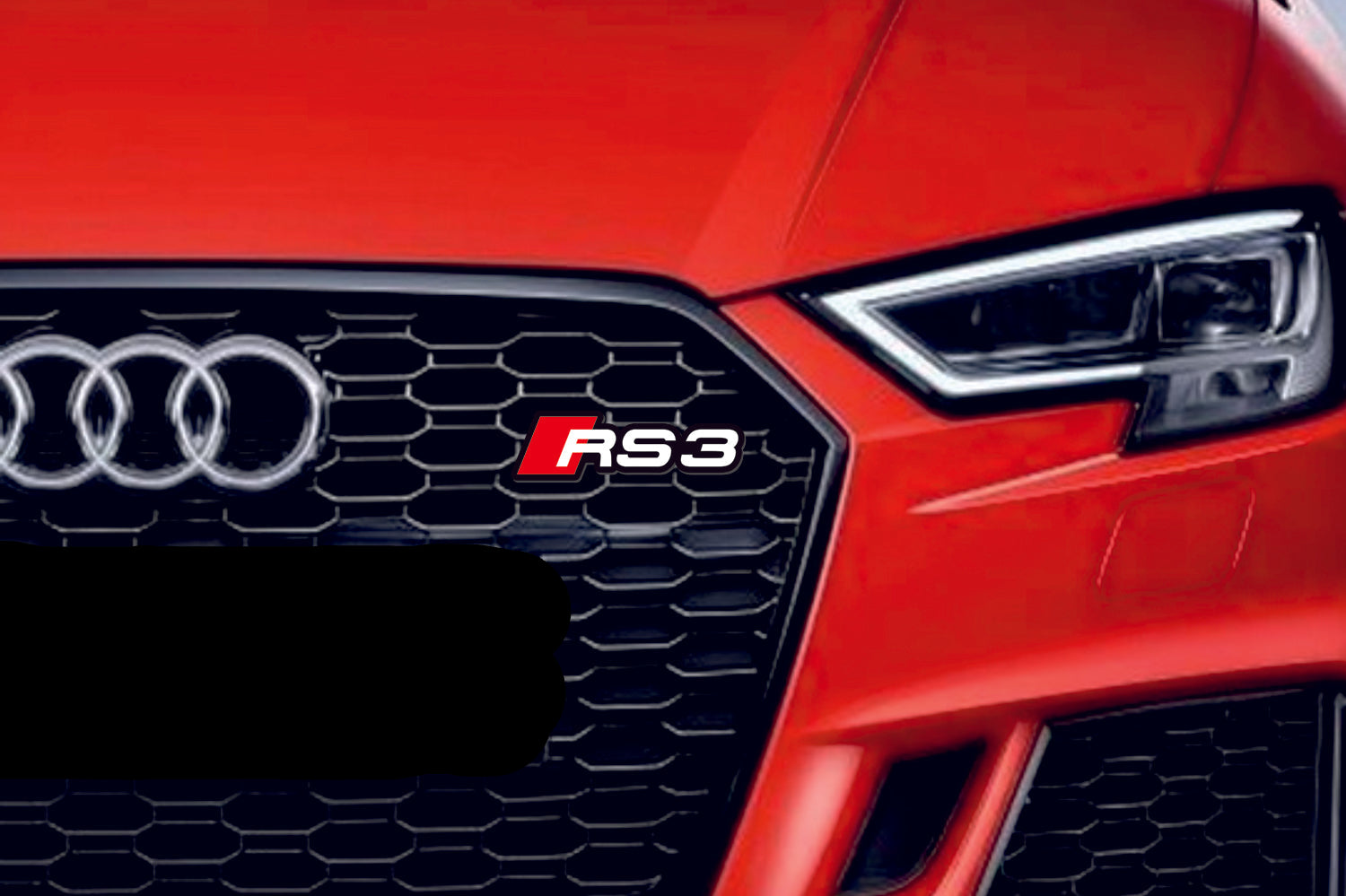 Audi Emblem & Badge Set - Grille and Tailgate RS3 logo Audi emblems decoinfabric WHITE