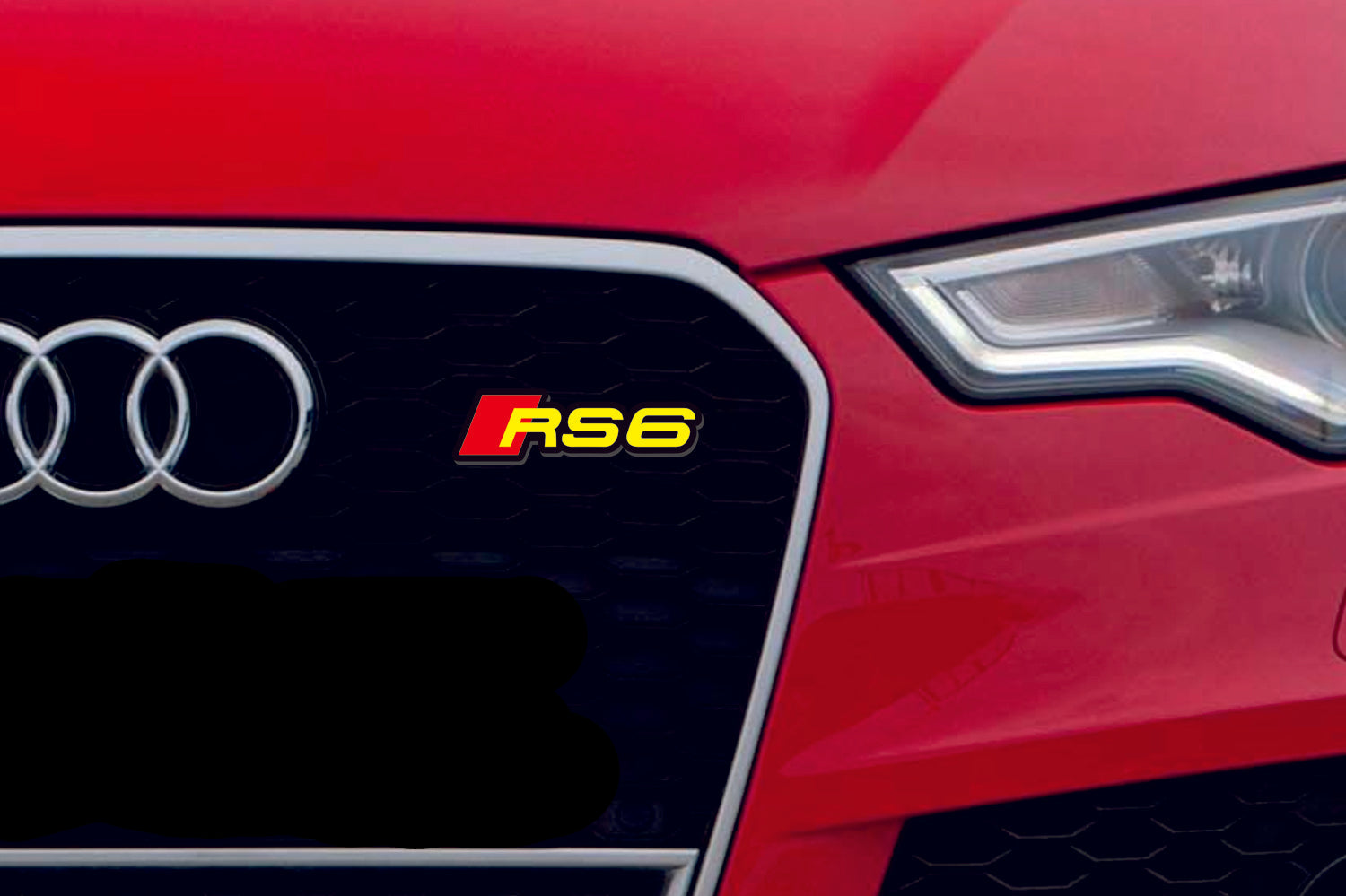 Audi radiator grille emblem with RS6 logo (Type 2) Audi emblems decoinfabric BLACK YELLOW