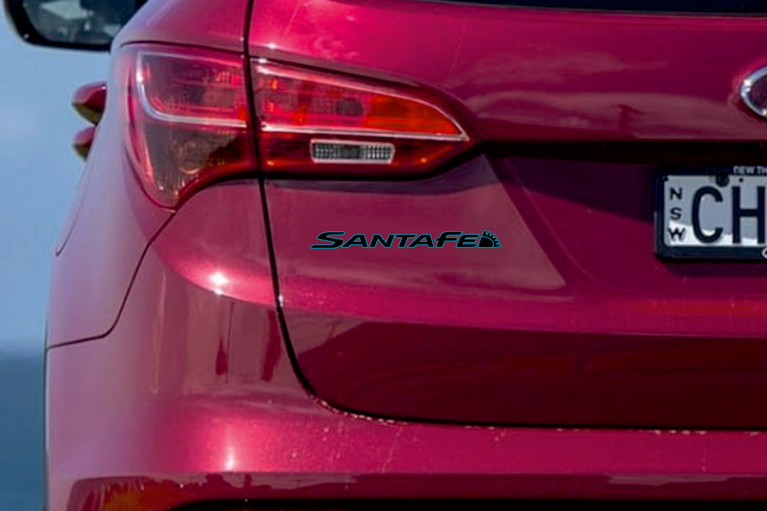 Hyundai SantaFe III 2012-2019 tailgate trunk rear 3D emblem with SantaFe logo (type MIXT) Hyundai emblems decoinfabric
