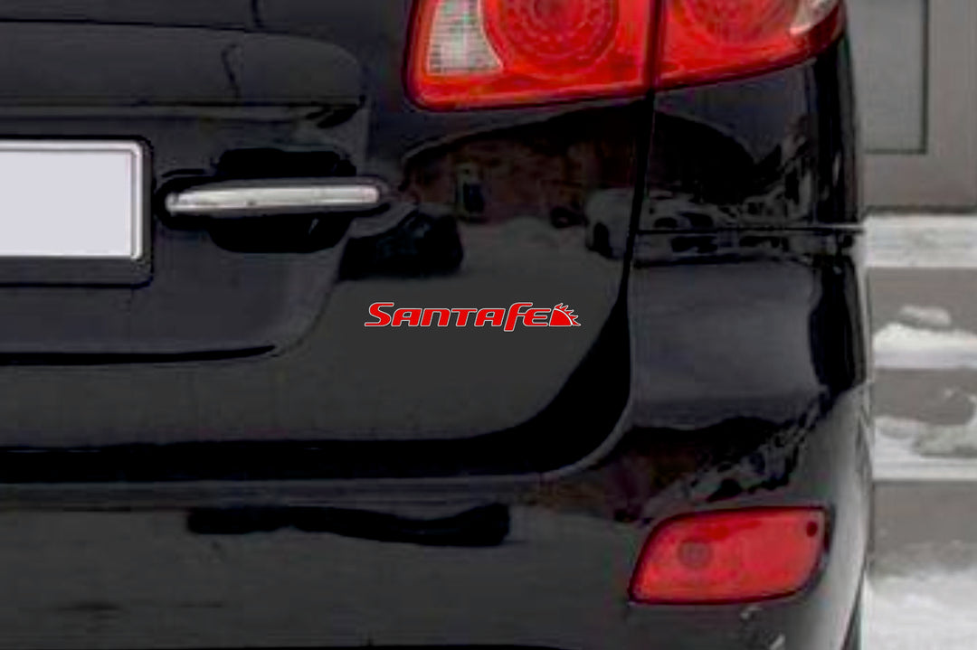 Hyundai SantaFe II 2006-2012 tailgate trunk rear 3D emblem with SantaFe logo (type MIXT) Hyundai emblems decoinfabric