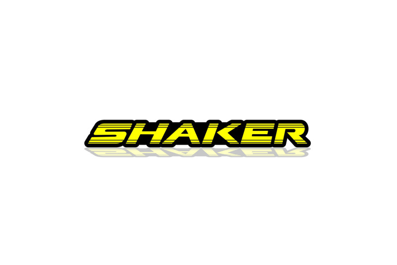 Dodge Challenger trunk rear emblem between tail lights with Shaker logo (type 2) Dodge emblems decoinfabric BLACK YELLOW