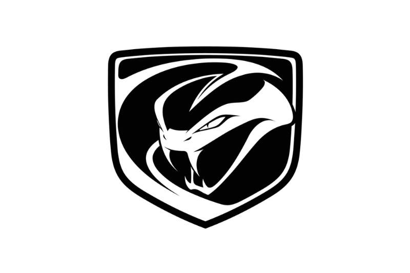 Dodge Viper tailgate trunk rear emblem with Striking Snake logo Dodge emblems decoinfabric BLACK WHITE