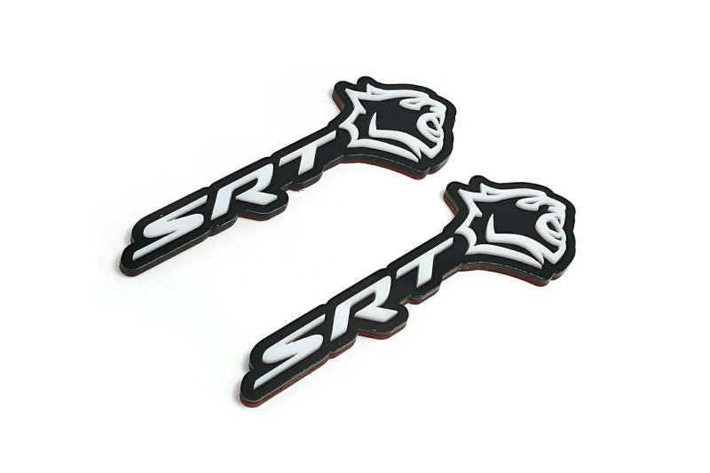 Dodge Emblem & Badges set with SRT Hellcat logo (Type 2) Dodge emblems decoinfabric BLACK WHITE