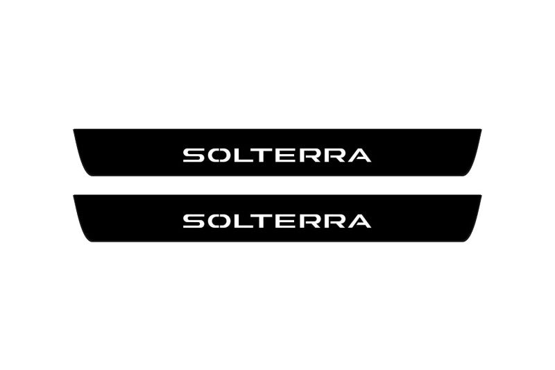Subaru Solterra 2022+ Led Door Sill Pro With Logo Solterra (Premium Painting) Subaru Led Door Sills PRO opdesign