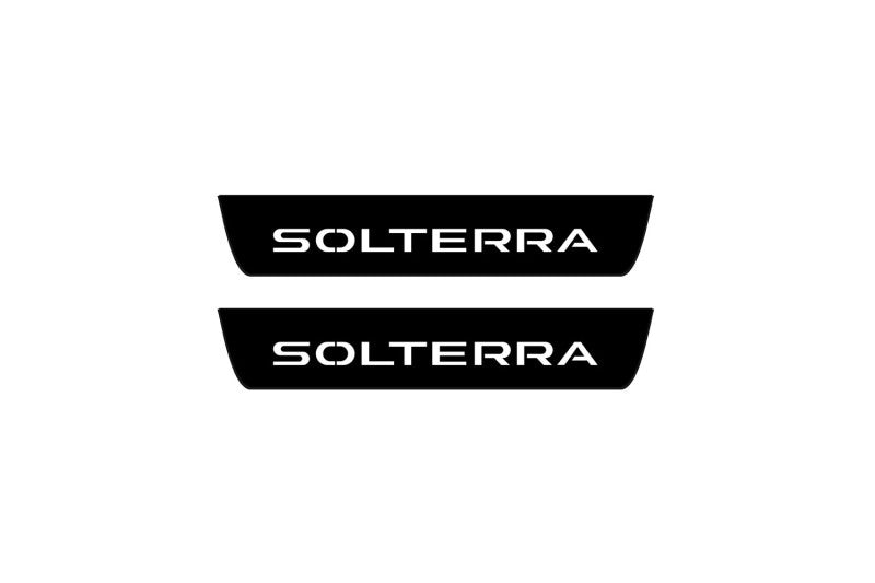 Subaru Solterra 2022+ Led Door Sill Pro With Logo Solterra (Premium Painting) Subaru Led Door Sills PRO opdesign