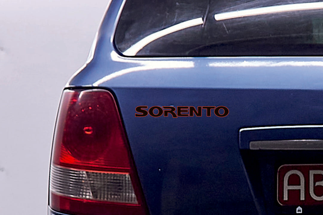 KIA Sorento I 2002-2009 tailgate trunk rear 3D emblem with Sorento logo (type MIXT) KIA emblems decoinfabric