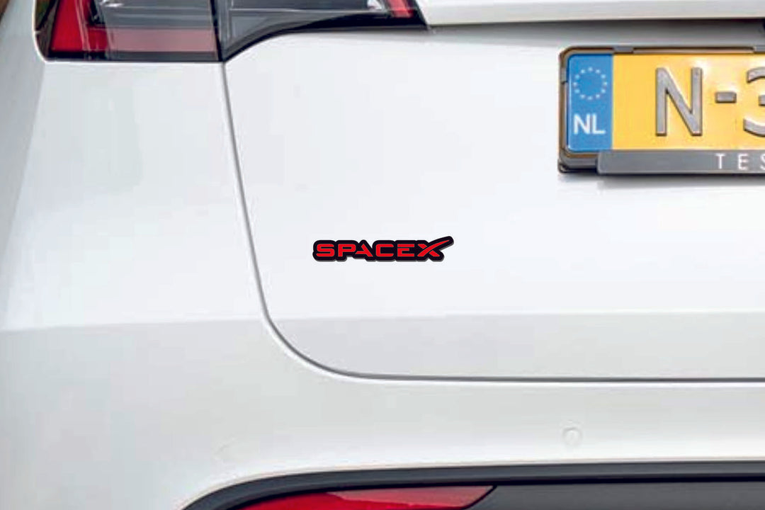 Tesla tailgate trunk rear emblem with SpaceX logo Tesla emblems decoinfabric