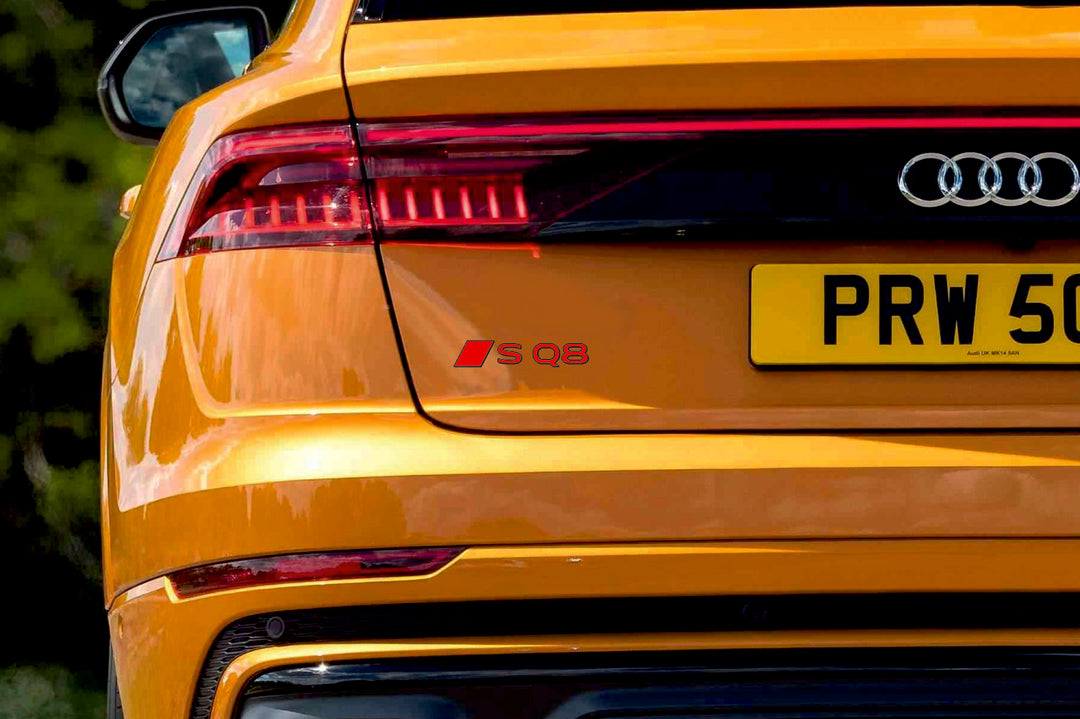 Audi tailgate trunk rear 3D emblem with SQ8 logo (type MIXT) Var. 2 Audi emblems decoinfabric
