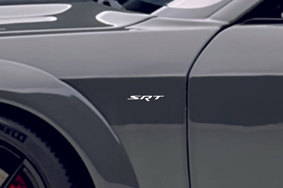 Chrysler emblem for fenders with SRT logo (Type Mono) Chrysler emblems decoinfabric WHITE