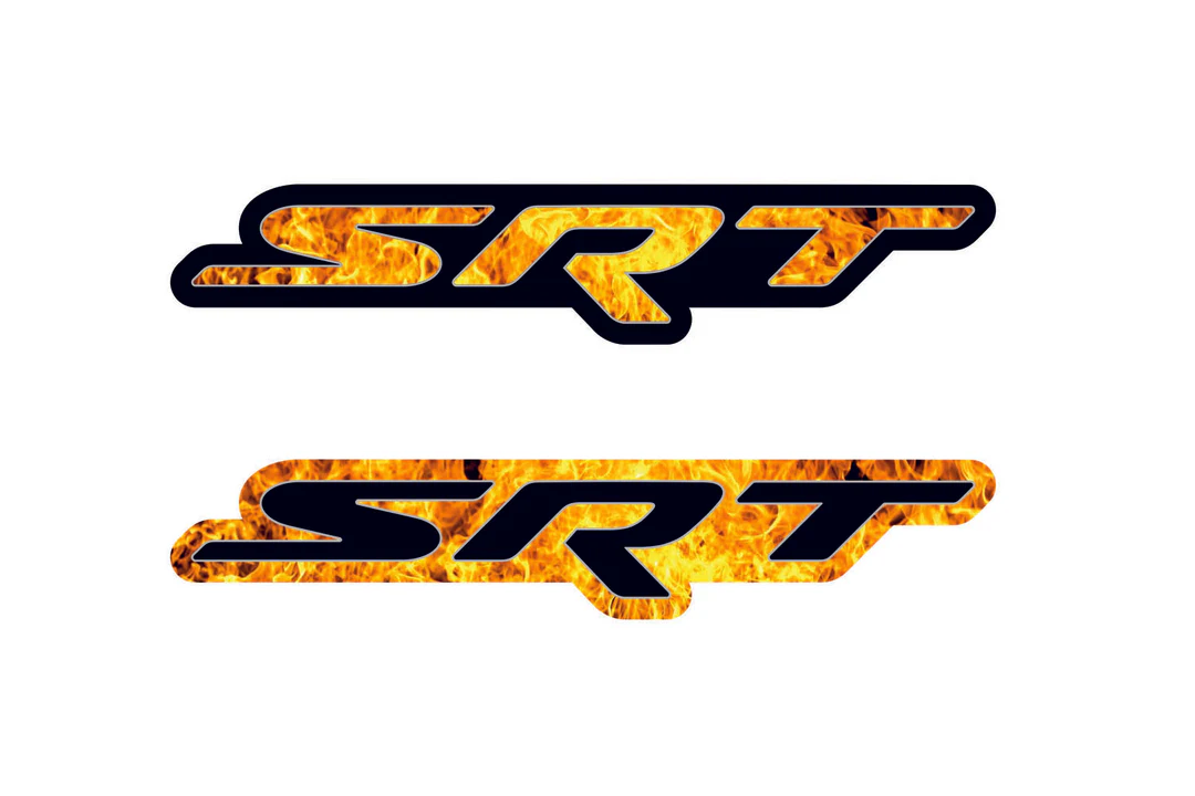 Jeep Emblem & Badge Set - Grille and Tailgate SRT Fire logo Jeep emblems decoinfabric FIRE FRAME+BLACK LOGO