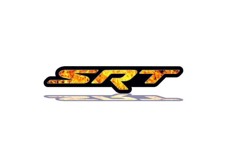 Dodge tailgate trunk rear emblem with SRT Fire logo Dodge emblems decoinfabric BLACK FRAME+FIRE LOGO