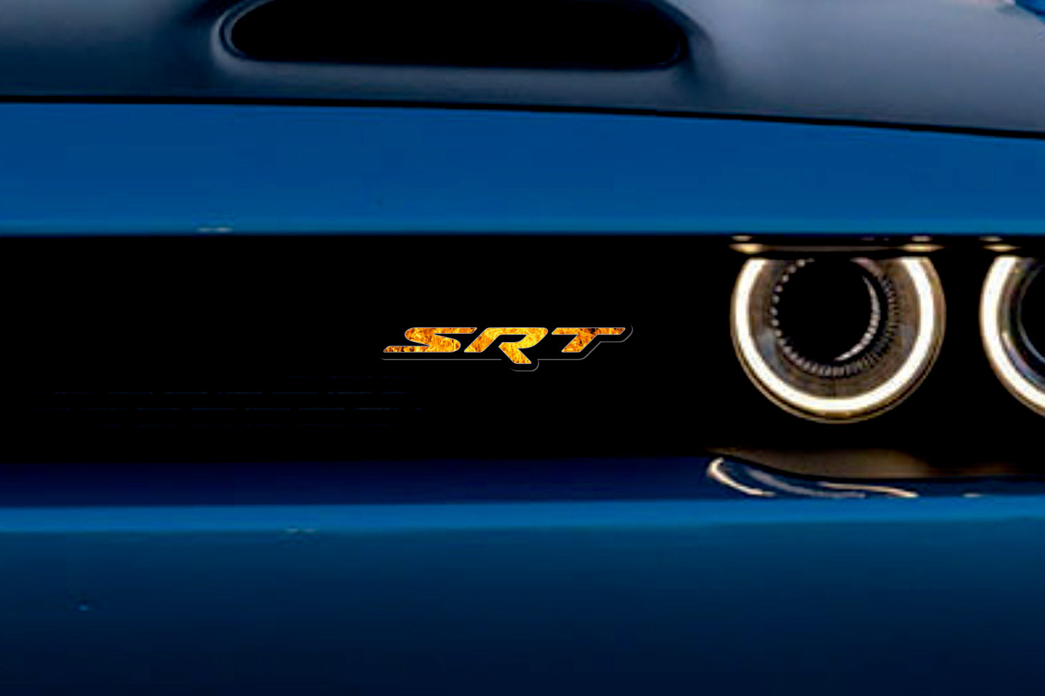 Dodge Emblem & Badge Set - Grille and Tailgate SRT Fire logo Dodge emblems decoinfabric BLACK FRAME+FIRE LOGO