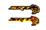 Load image into Gallery viewer, Chrysler Radiator grille emblem with SRT Hellcat Fire logo — Fire Frame+Black Logo