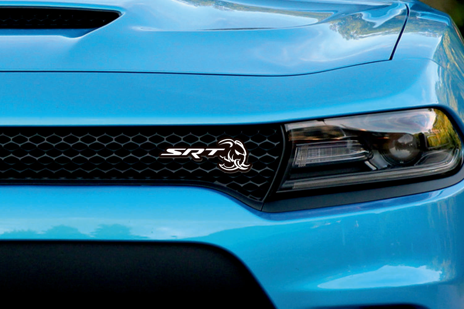 Dodge Emblem & Badge Set - Grille and Tailgate SRT Hellephant logo Dodge emblems decoinfabric WHITE