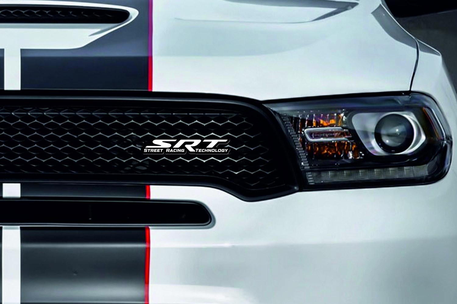 Dodge Emblem & Badge Set - Grille and Tailgate SRT logo (Type 3) Dodge emblems decoinfabric WHITE