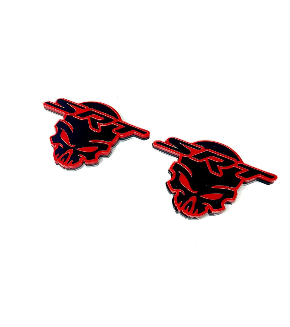 DODGE emblem for fenders with SRT Skull logo Dodge emblems decoinfabric RED BLACK