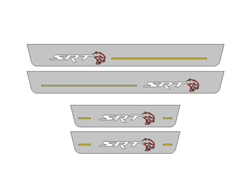 Jeep Grand Cherokee IV 2010-2021 Door Sill Led Plate With SRT HELLCAT Logo Jeep Led Door Sills opdesign