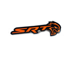 Load image into Gallery viewer, Chrysler Radiator grille emblem with SRT Hellcat logo — Black, Orange