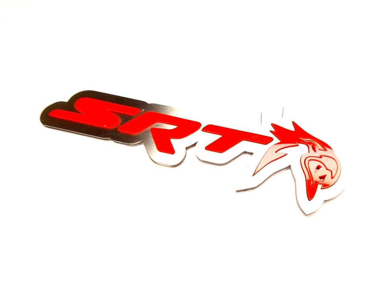 Jeep Stainless Steel tailgate trunk rear emblem with SRT Trackhawk logo Jeep emblems decoinfabric RED