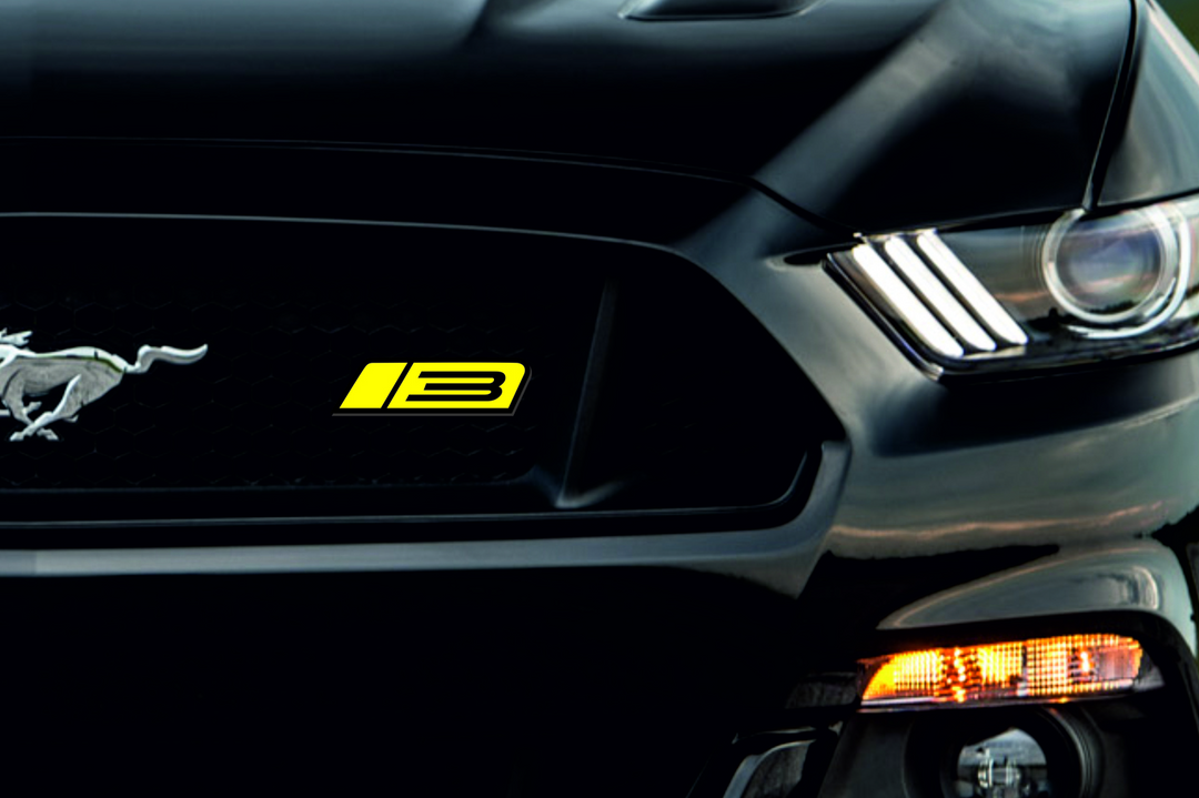 Ford Mustang Emblem & Badges set with Roush Stage 3 logo Ford emblems decoinfabric BLACK YELLOW