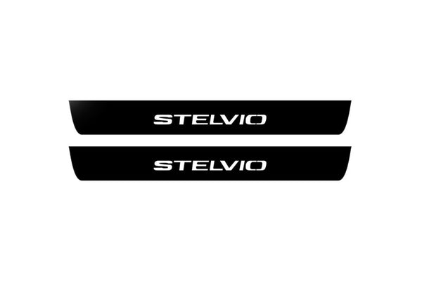 Alfa Romeo Stelvio 2016+ Led Door Sill Pro With Logo Stelvio (Premium Painting)