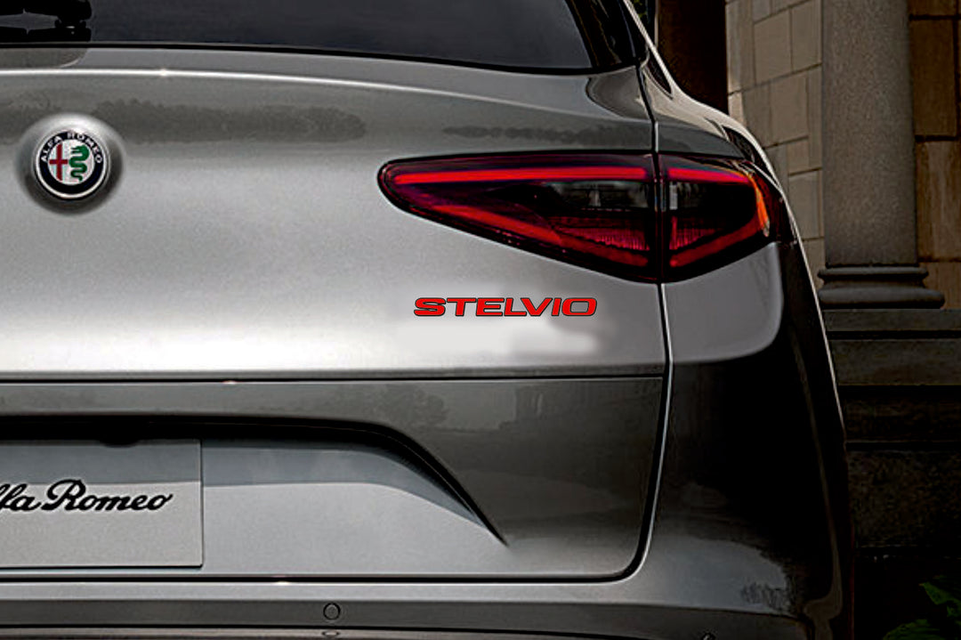 Alfa Romeo tailgate trunk rear 3D emblem with Stelvio logo (type MIXT) Alfa Romeo emblems decoinfabric